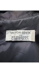 1980s Black Taffeta Shawl Collar Cocktail Dress