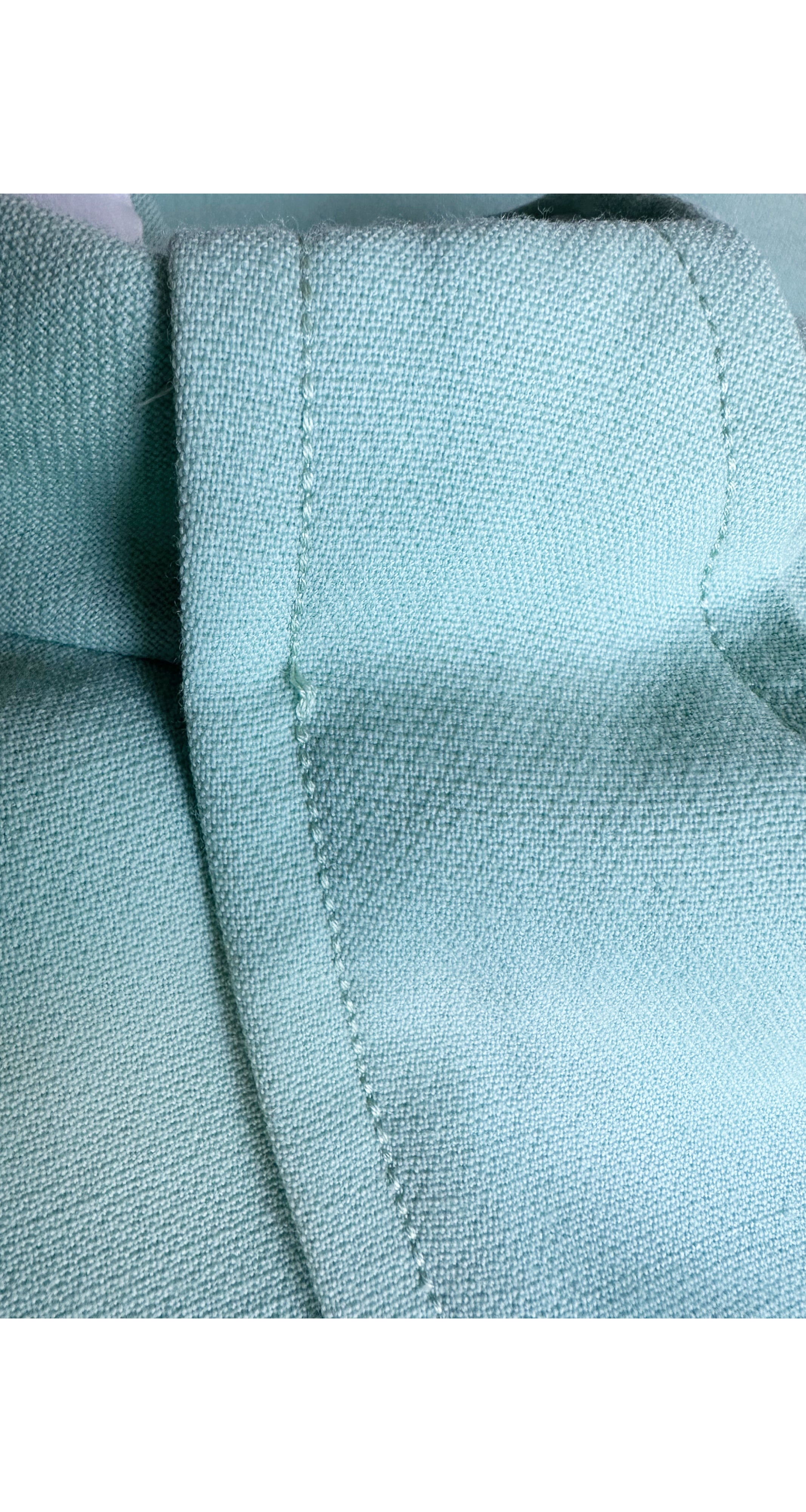 1960s Aqua Wool Jabot Tie Long Sleeve Dress