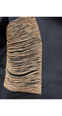 1993 S/S Black Linen Raffia Side Panel Blazer Jacket