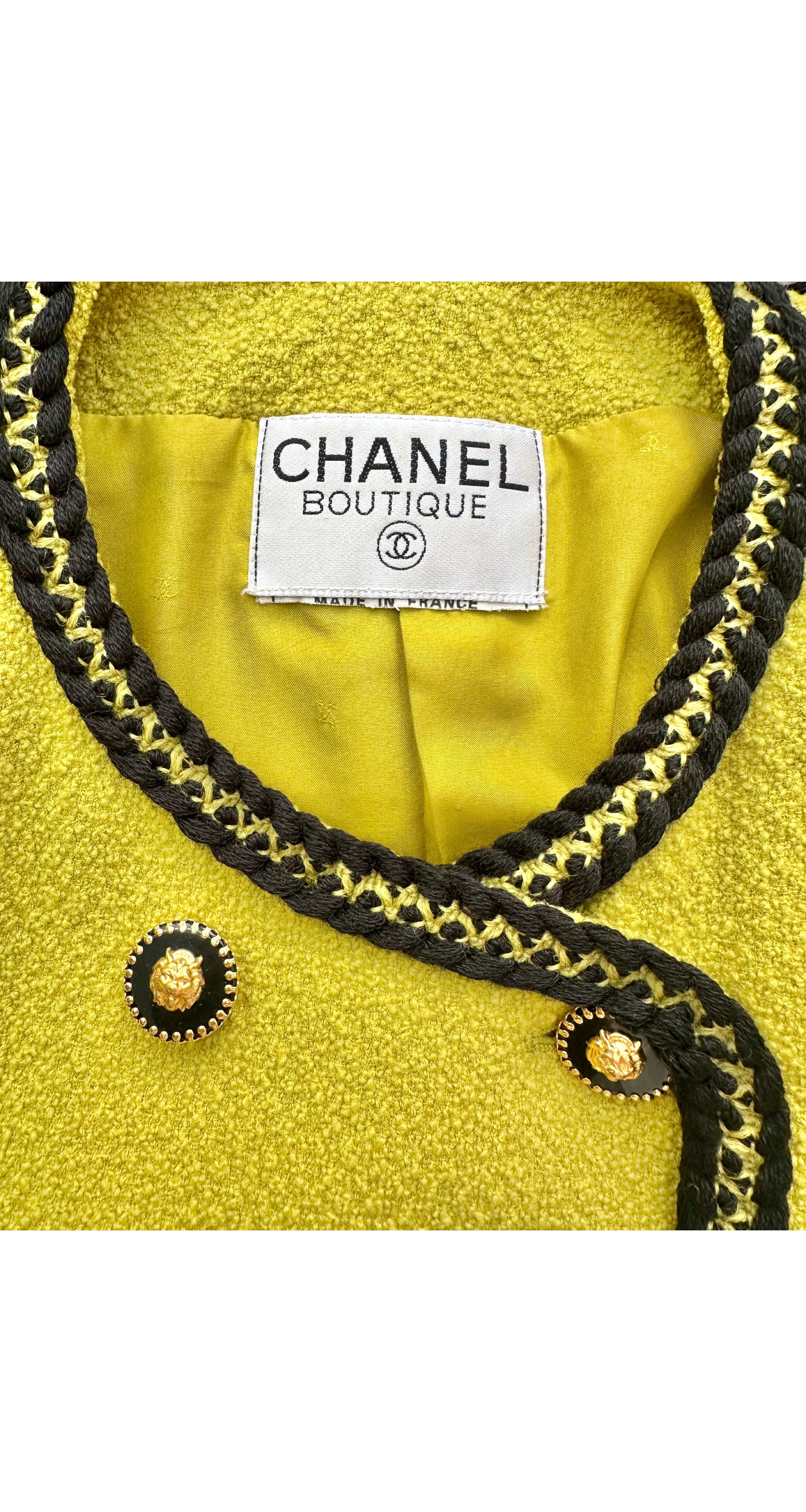 1991-92 F/W Chartreuse Wool Bouclé Double-Breasted Skirt Suit