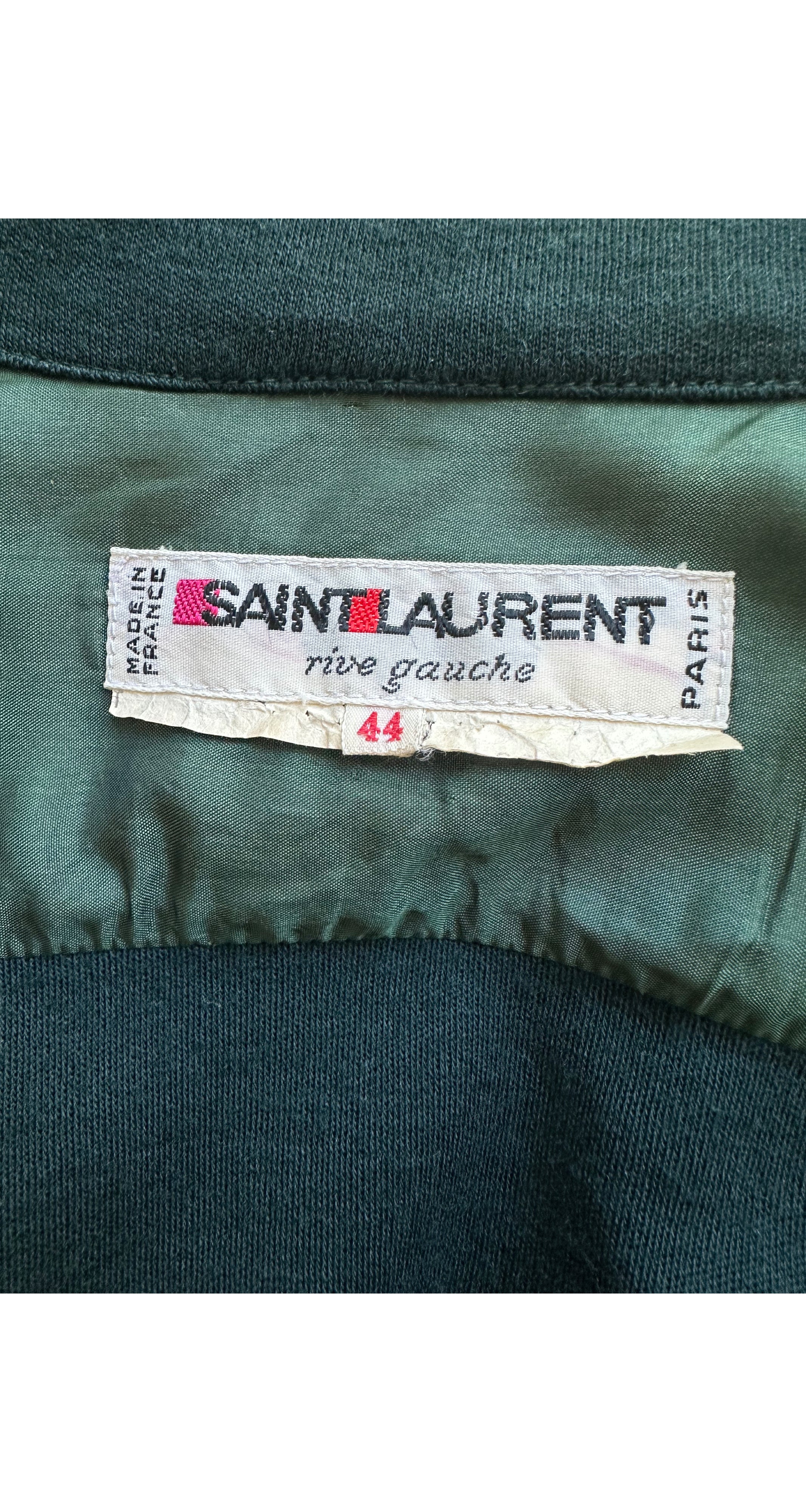 1970s Dark Green Wool Jersey Shirt Dress