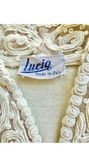 1950s Ivory Soutache Lace Wool Cardigan Sweater