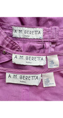 1980s Mauve Cotton Basque Waist Three-Piece Outfit