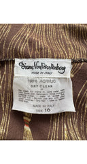 1976 F/W Tassel Print Brown Jersey Midi Wrap Dress