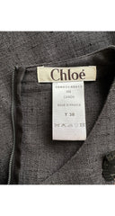 2006 S/S Embellished Leaf Design Gray Silk Dress