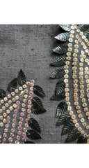 2006 S/S Embellished Leaf Design Gray Silk Dress