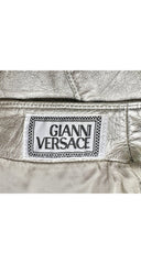 1990s Silver Metallic Leather Mini Skirt