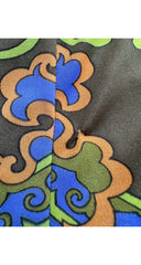 1970s Geometric Print Brown Jersey Tunic Top