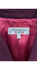 1993-94 F/W Heart-Shaped Wood Button Burgundy Wool Blazer