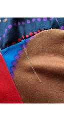 1970s Geometric Print Black Jersey Halter Neck Maxi Dress