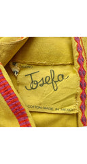 1970s Hand-Embroidered Yellow Cotton Caftan Maxi Dress