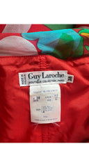 1980s Floral Silk Organza Strapless Gown