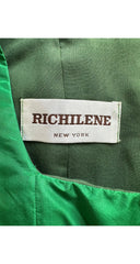 1980s Green Silk Taffeta Puff Sleeve Evening Gown