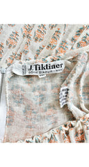 1970s Floral Block Print Cotton Gauze Maxi Dress