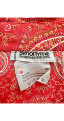 1970s Paisley Bandana Print Red Cotton Midi Skirt