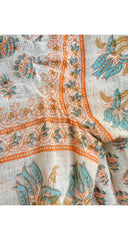 1970s Floral Block Print Cotton Gauze Maxi Dress