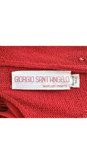 1970s Red Fringe Knit Cross-Back Evening Gown