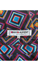 1970s Geometric Print Wool Challis Pleated Skirt