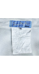 1986-87 F/W Silver Liquid Satin Balloon Sleeve Sash Dress