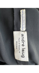 1973 Daisy Print Black Silk Jacquard Collared Blouse