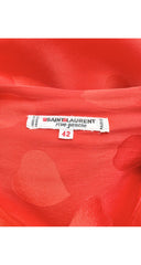 1980s Red Heart Print Silk Jacquard Wrap Blouse