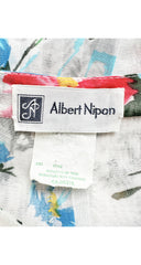 1970s Floral White Cotton Voile Balloon Sleeve Dress