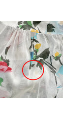 1970s Floral White Cotton Voile Balloon Sleeve Dress