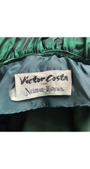 1980s Green Velvet Ruffle Collar One-Shoulder Gown