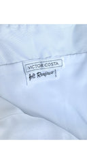 1980s Navy & White Polka Dot Draped Bustier Gown