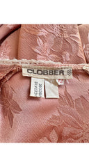 1970s Dusty Rose Jacquard Flutter Sleeve Dress