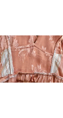 1970s Dusty Rose Jacquard Flutter Sleeve Dress