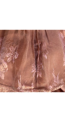 1970s Dusty Rose Jacquard Flutter Sleeve Dress