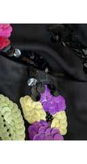 1970s Sequin Black Viscose Jersey Halter Top