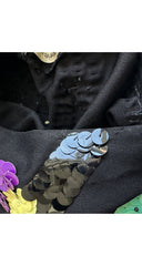 1970s Sequin Black Viscose Jersey Halter Top