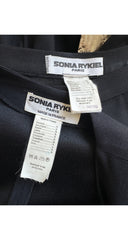 1987 S/S Gold Trim Black Rayon Crepe Jacket & Skirt Set