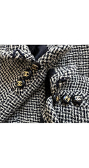 1990s Black & Cream Bouclé Logo Button Jacket