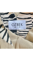 1989 S/S Zebra Print Beaded Fringe Cross-Back Mini Dress