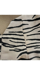 1989 S/S Zebra Print Beaded Fringe Cross-Back Mini Dress