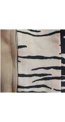 1989 S/S Zebra Print Beaded Fringe Cross-Back Mini Dress