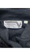 1970s Swiss Dot Black Cashmere Knit Sweater