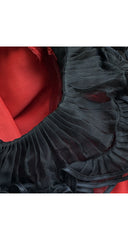 1972-73 F/W Demi-Couture Red & Black Silk Satin Pierrot Evening Set