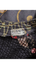 1970s Floral Black Voile Pintuck Midi Dress