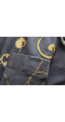 1970s Floral Black Voile Pintuck Midi Dress