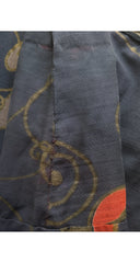 1970s Floral Black Voile Pintuck Midi Dress