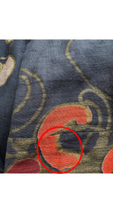 1970s Floral Black Voile Pintuck Midi Dress