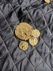 1990 F/W Black & Gold Charm Quilted Pencil Skirt