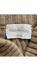 1983-84 F/W Beige Alpaca Knit & Leather Sweater