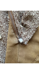 1960s/1970s Brown Cotton Canvas & Tweed Hooded Coat