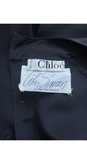 1980s Black Silk Ruffle Jabot Collar Blouse