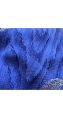 1970s Paisley Lurex Indigo Silk Chiffon Gown